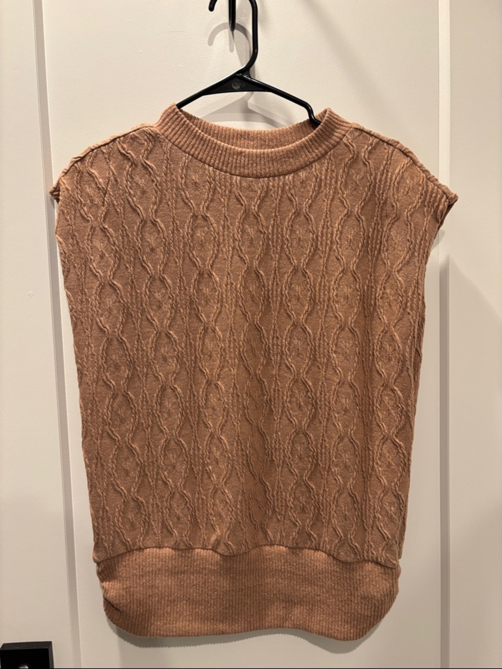 Democracy Camel Cable Knit Sleeveless Sweater Vest